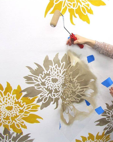 Blooming Peonies Wall Stencil