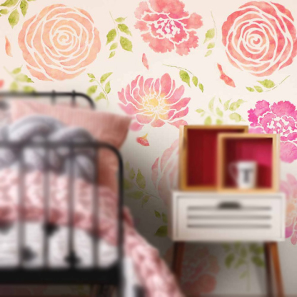 Blooming Peonies Wall Stencil