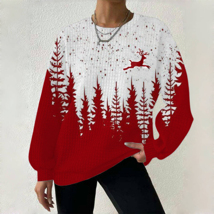 Women's Merry Christmas Reindeer Print Casual Sweatshirt