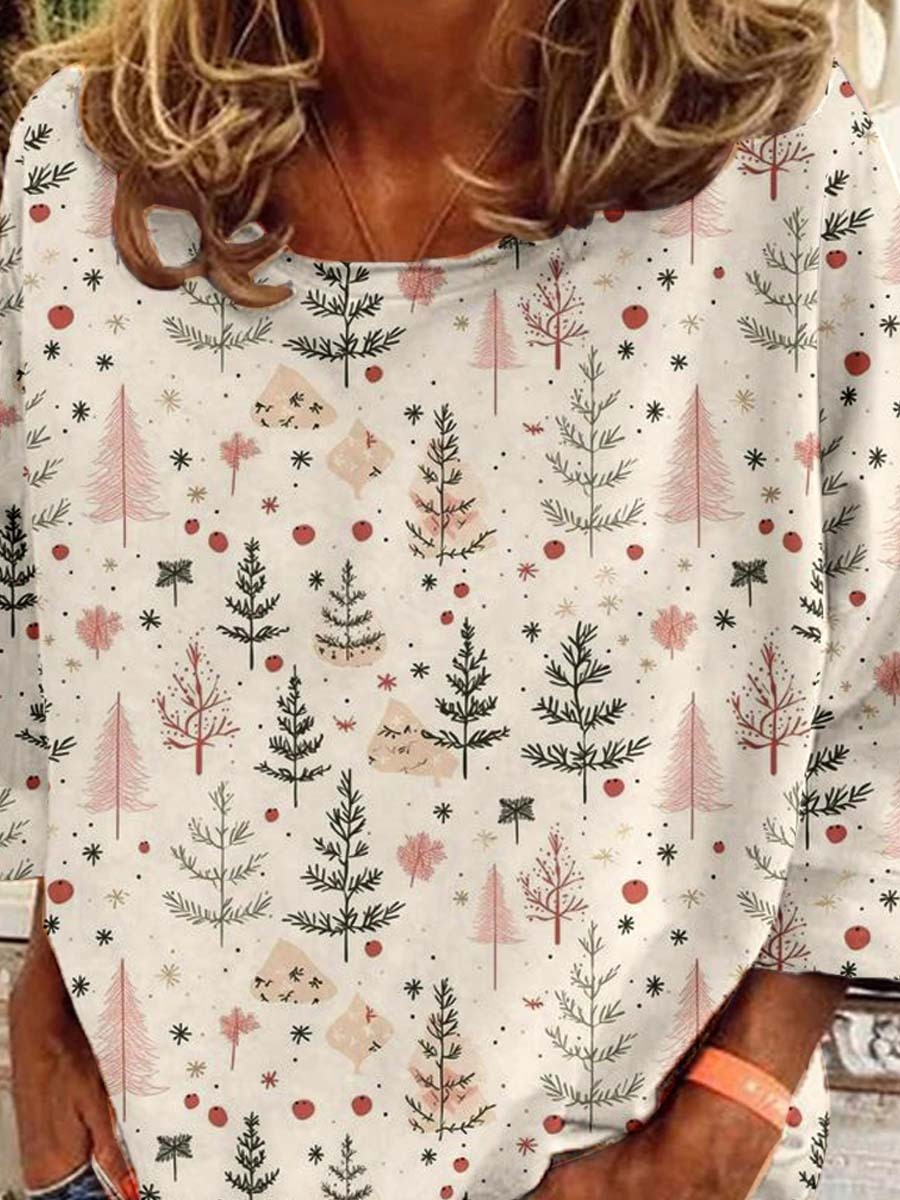 Women'S Christm Asartistic Flowers Long Sleeve T-Shirt