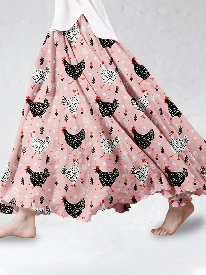 Women's Cute Chicken Graphic Print Casual Skirt