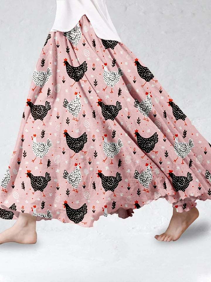 Women's Cute Chicken Graphic Print Casual Skirt