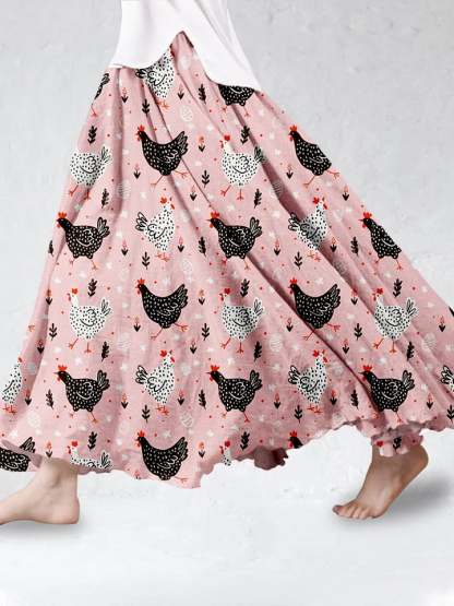 Women's Cute Chicken Graphic Print Casual Skirt