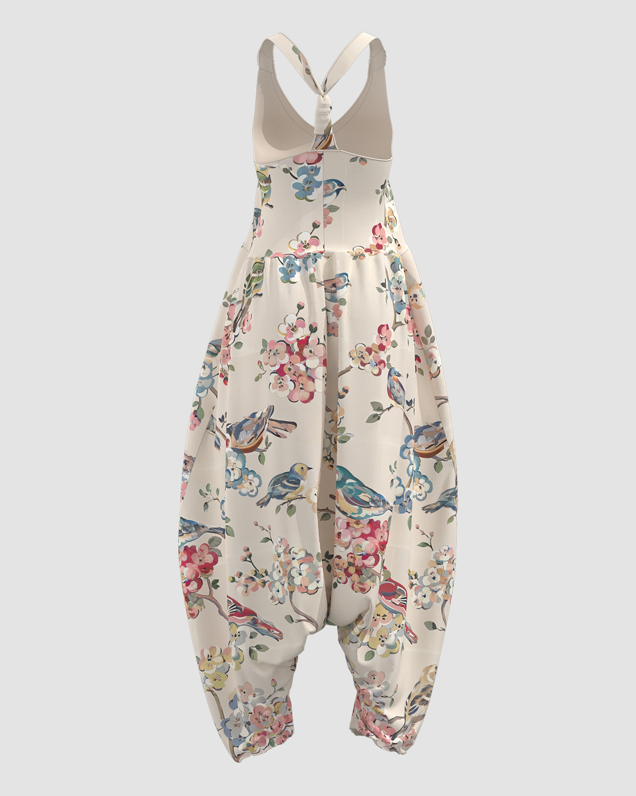 Women's Magpie Peach Blossom Print Sleeveless Jumpsuit Harem Pants