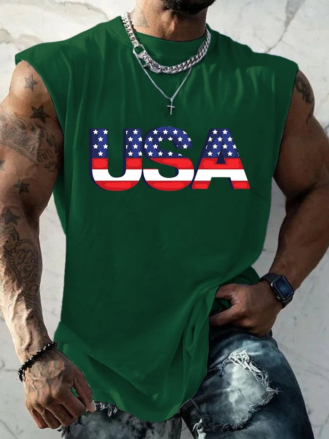 Men's USA Print Daily Tank Top