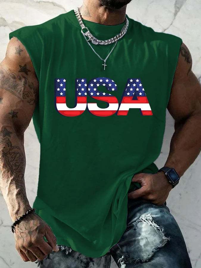 Men's USA Print Daily Tank Top