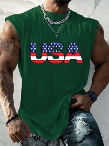 Men's USA Print Daily Tank Top