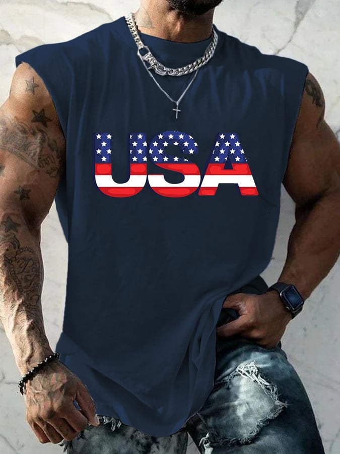 Men's USA Print Daily Tank Top