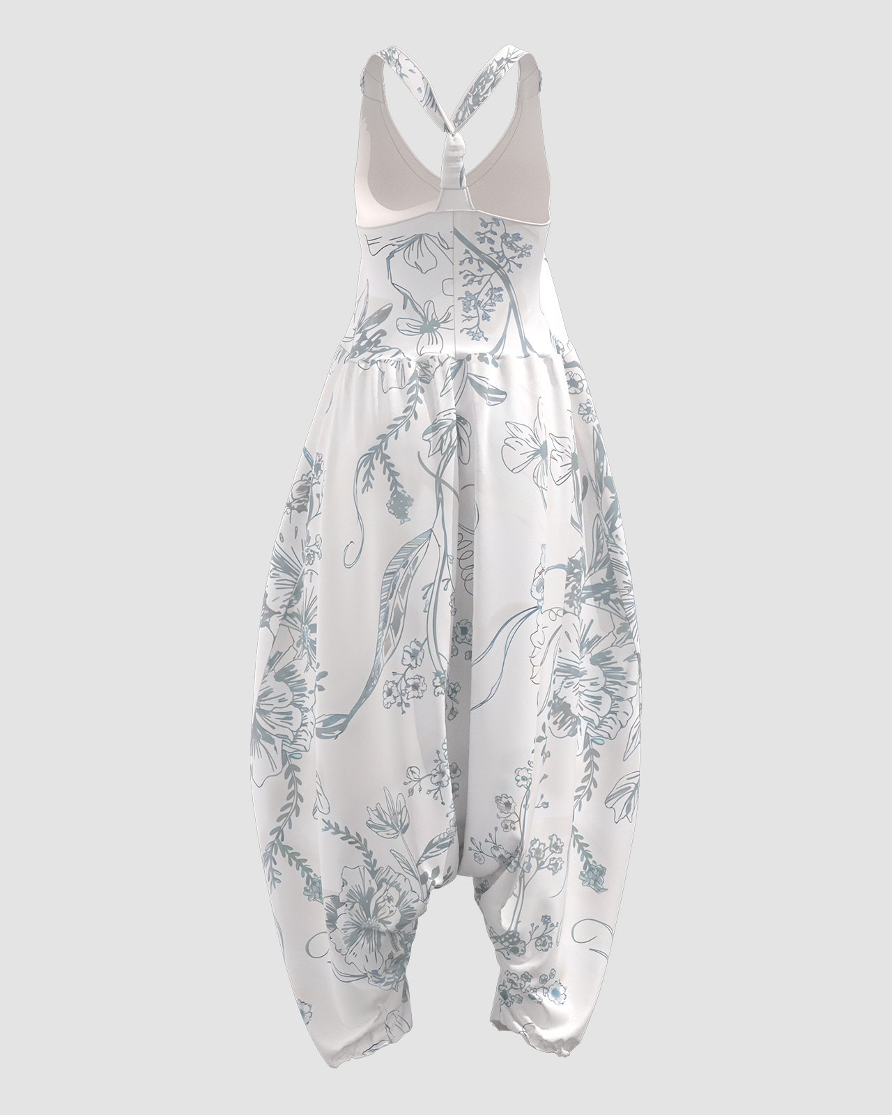 Women's Vintage Floral Print Sleeveless Jumpsuit Harem Pants