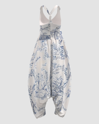 Women's Deer Print Sleeveless Jumpsuit Harem Pants