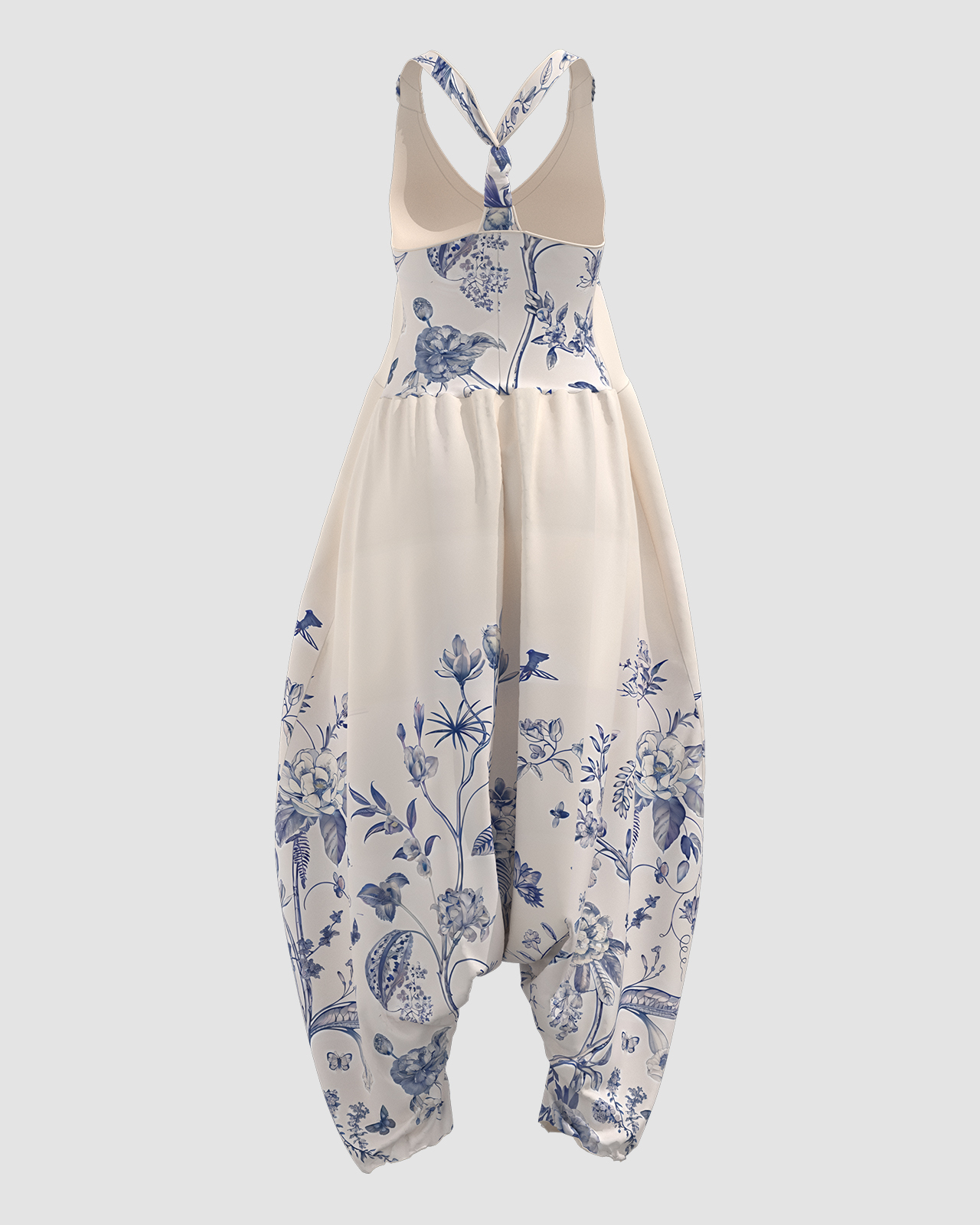 Women's Retro Bird Print Sleeveless Jumpsuit Harem Pants