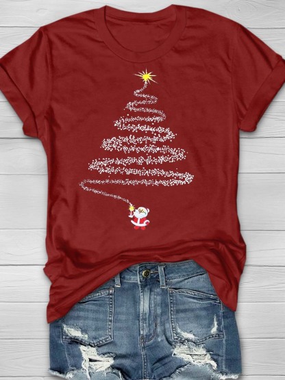 Women'S Christmas Tree Neck-Neck T-Shirt