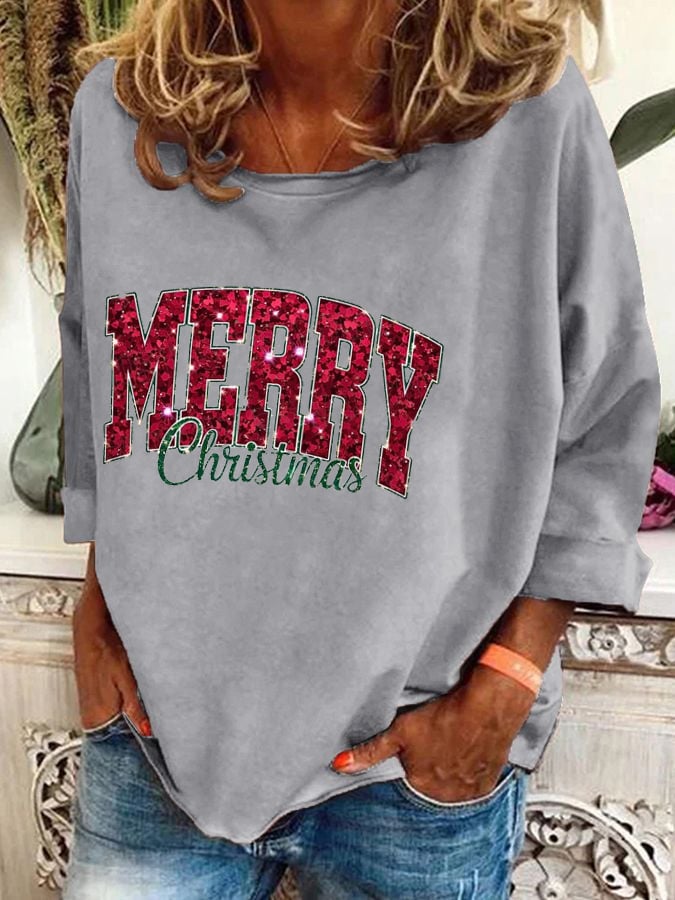 Women's Merry Christmas Print T-Shirt