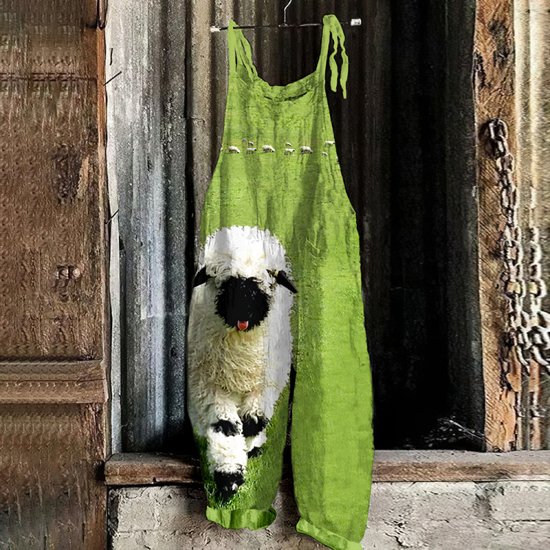 Greetings From The Stray Highland Sheep Art Loose Fit Jumpsuit