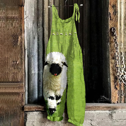 Greetings From The Stray Highland Sheep Art Loose Fit Jumpsuit