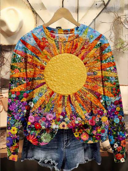 Colorful Sun Collage Art Casual Sweatshirt