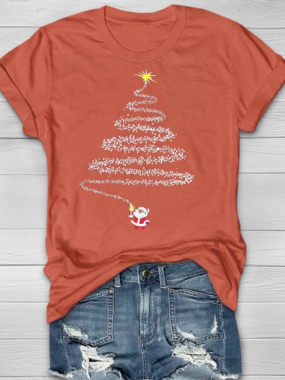 Women'S Christmas Tree Neck-Neck T-Shirt