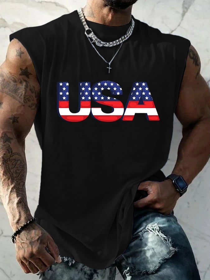 Men's USA Print Daily Tank Top