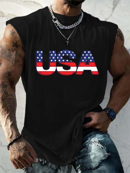 Men's USA Print Daily Tank Top