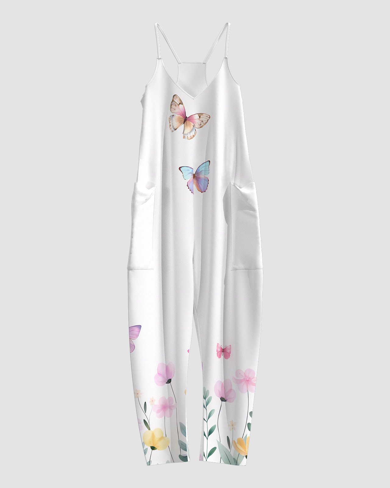 Women's Butterfly Print Sleeveless Jumpsuit