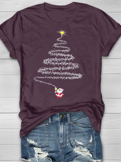 Women'S Christmas Tree Neck-Neck T-Shirt