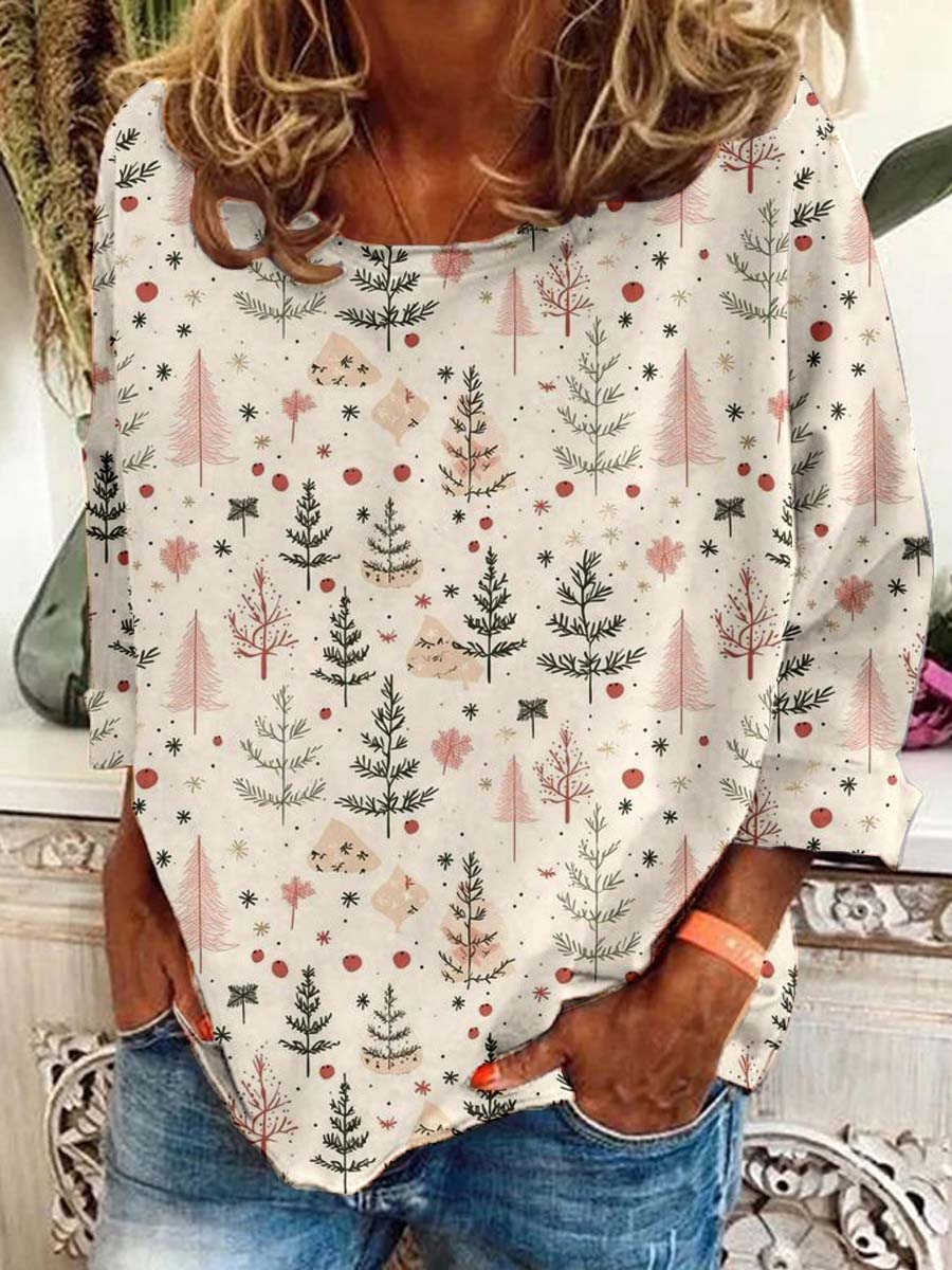 Women'S Christm Asartistic Flowers Long Sleeve T-Shirt