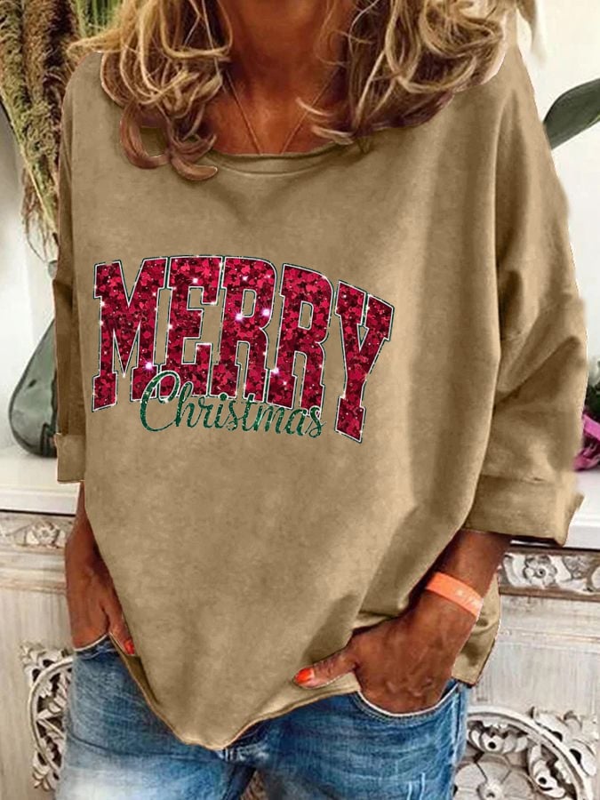 Women's Merry Christmas Print T-Shirt