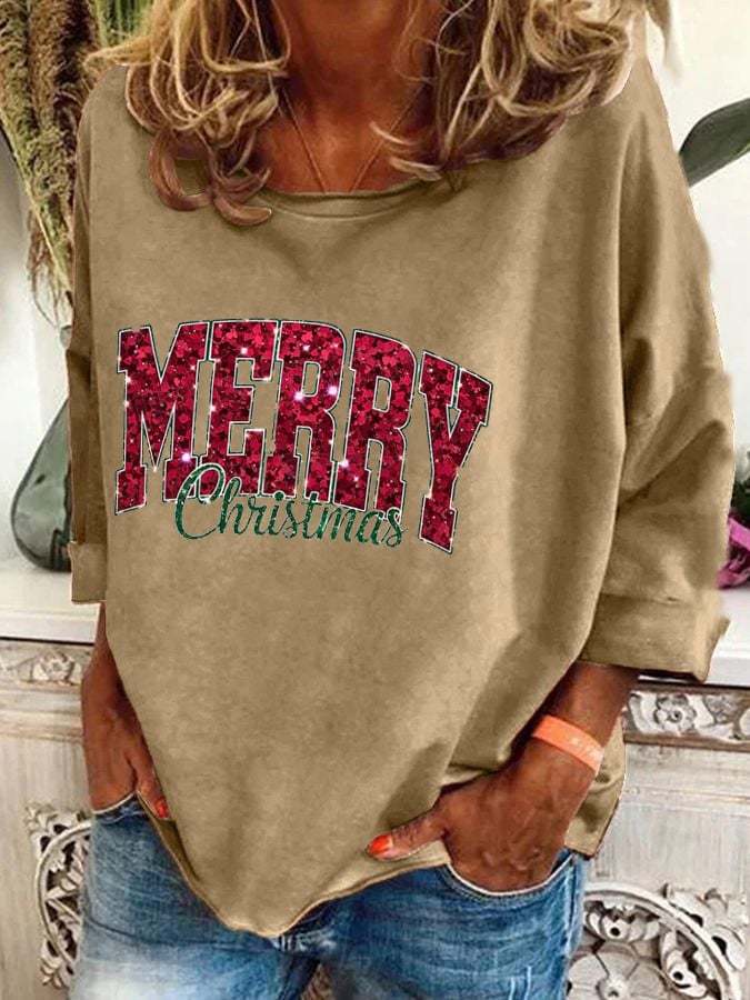 Women's Merry Christmas Print T-Shirt