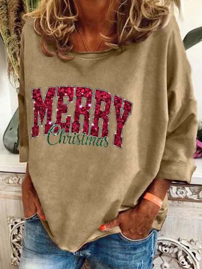Women's Merry Christmas Print T-Shirt