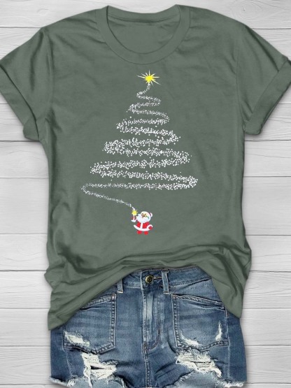 Women'S Christmas Tree Neck-Neck T-Shirt