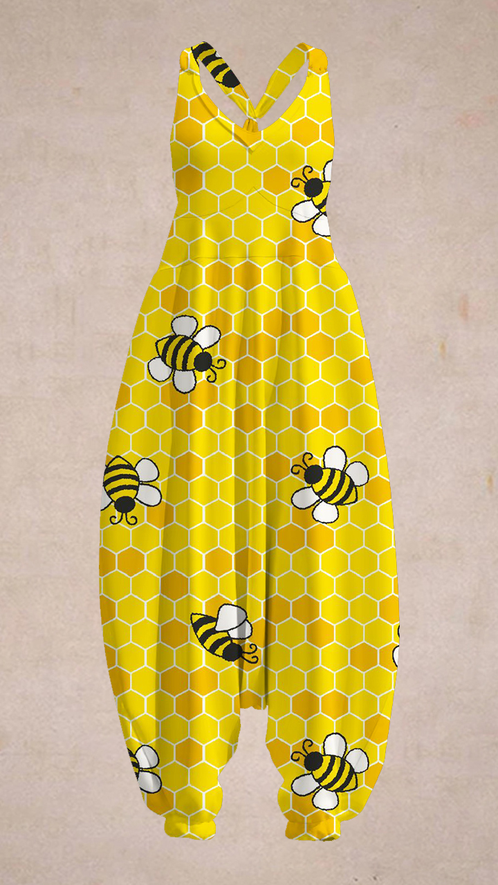 Women's Bee & Honeycomb Inspired Embroidered Jumpsuit