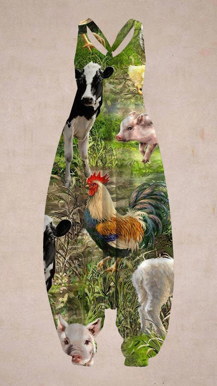 Women's Farm Animals Casual Sleeveless Harem Jumpsuit