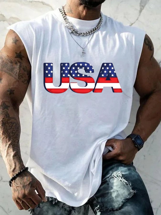 Men's USA Print Daily Tank Top