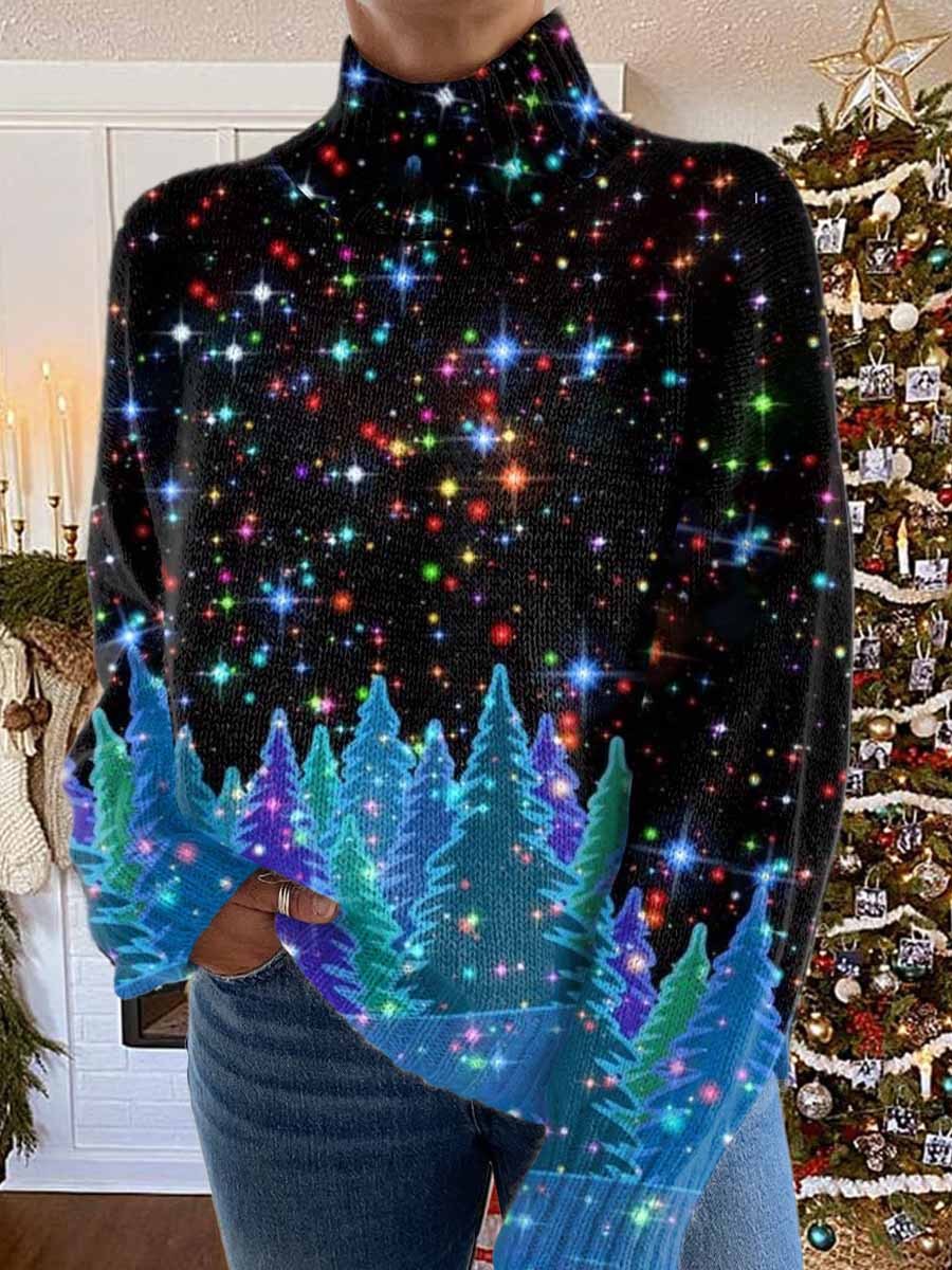 Women's Christmas Tree Floral Pattern Sweater
