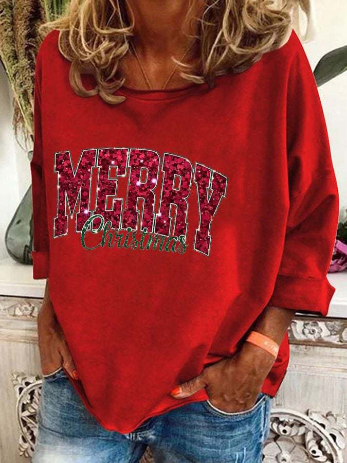 Women's Merry Christmas Print T-Shirt