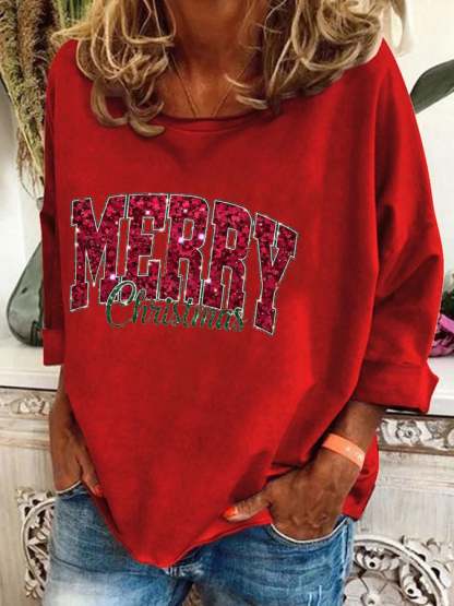 Women's Merry Christmas Print T-Shirt