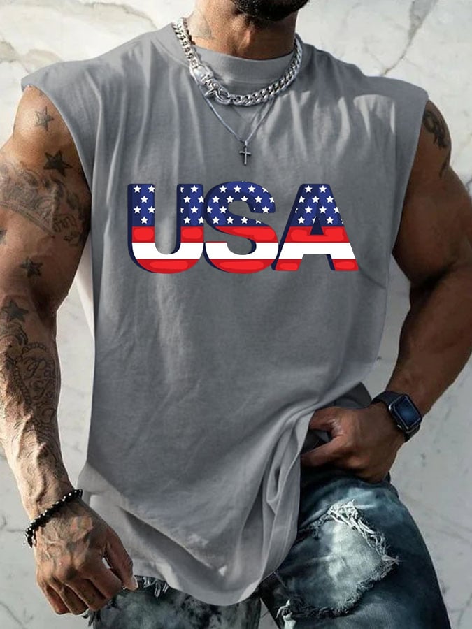 Men's USA Print Daily Tank Top