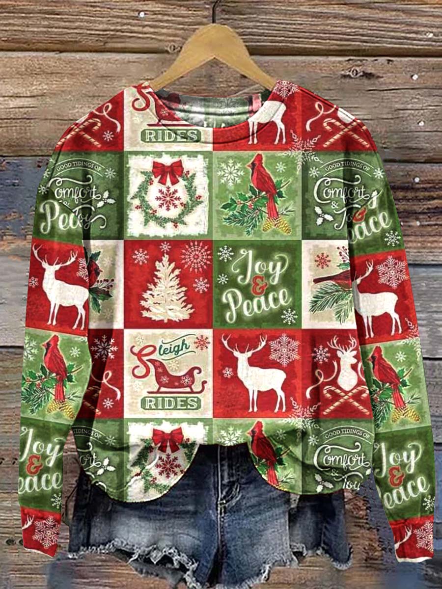 Women's Christmas Geometric Pattern Crew Neck Sweatshirt