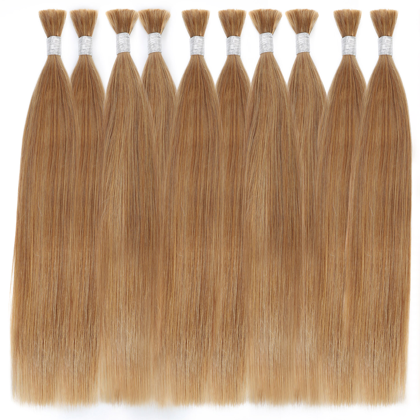 V Light Hair Extension 27# Blonde Straight Human Hair Bulk Hair For Braiding 100G/PC