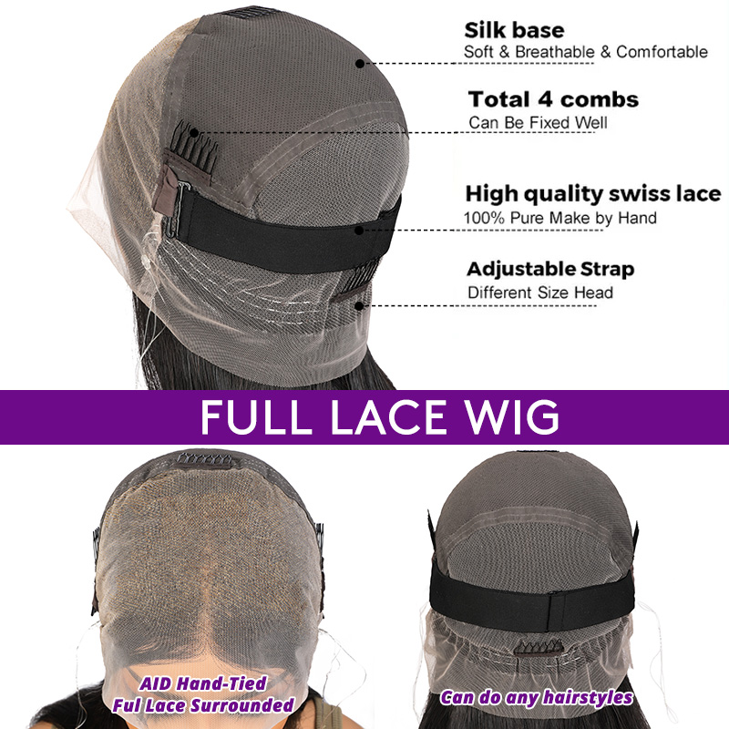 Brazilian Straight Full Lace Wig | 100% Human Hair | HD Invisible Lace | Pre-Plucked Hairline | Glueless Optional