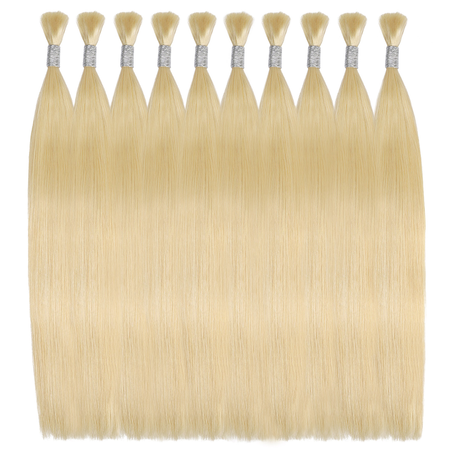 V Light Hair Extensions #613 Blonde Straight Premium Virgin Hair Bulk 100G/PC-vlighthairkits