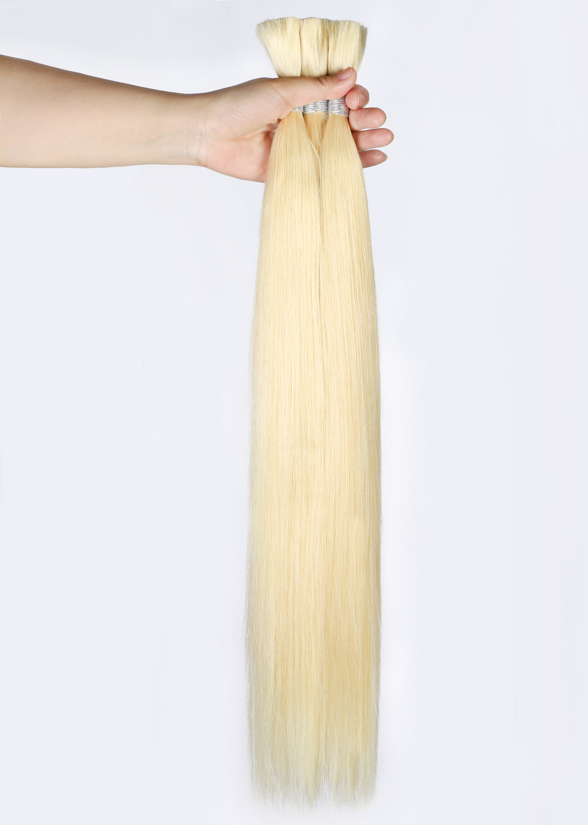 V Light Hair Extensions #613 Blonde Straight Premium Virgin Hair Bulk 100G/PC-vlighthairkits