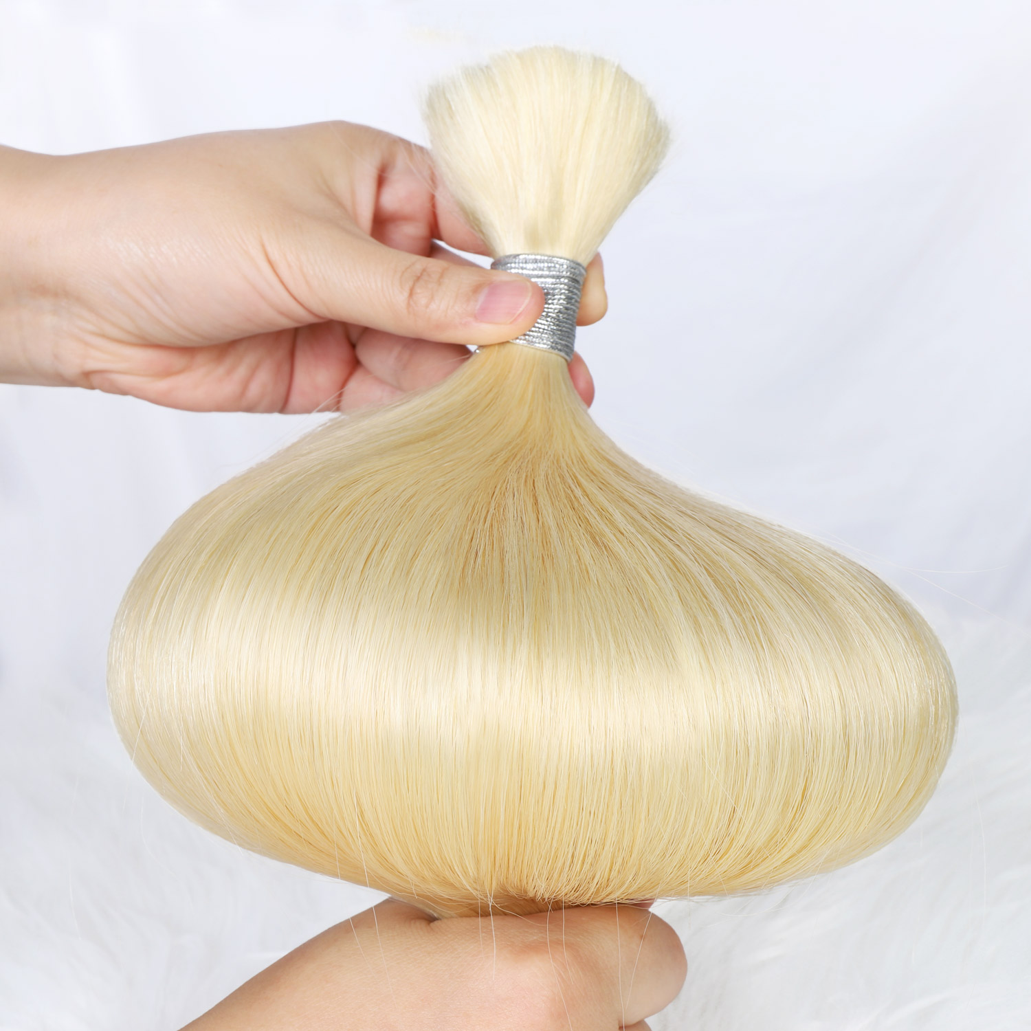 V Light Hair Extensions #613 Blonde Straight Premium Virgin Hair Bulk 100G/PC-vlighthairkits