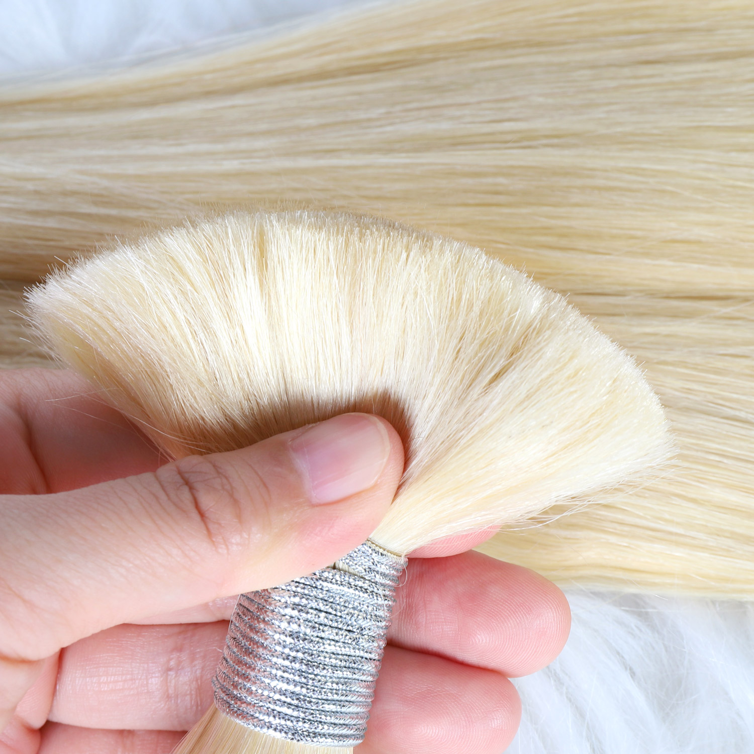 V Light Hair Extensions #613 Blonde Straight Premium Virgin Hair Bulk 100G/PC-vlighthairkits