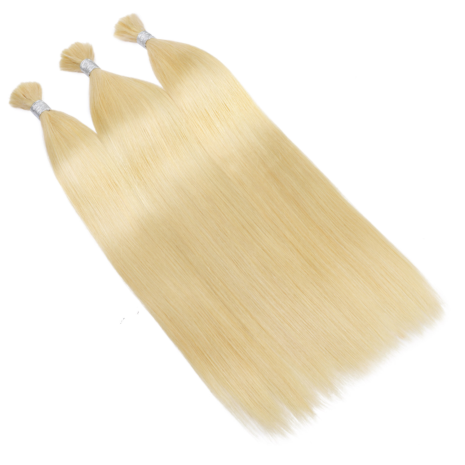V Light Hair Extensions #613 Blonde Straight Premium Virgin Hair Bulk 100G/PC-vlighthairkits