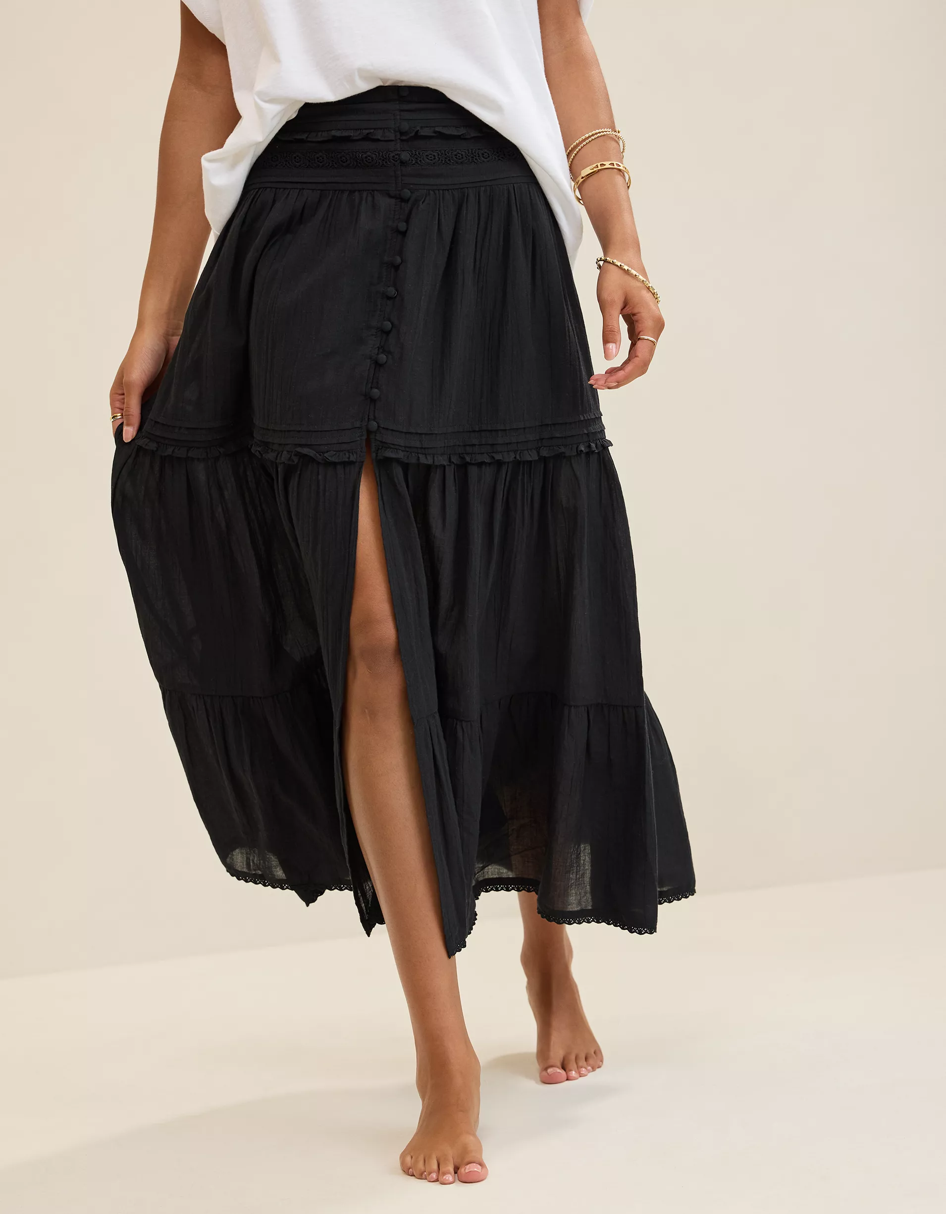 Boho Button Maxi Skirt(Buy 2 Free Shipping)