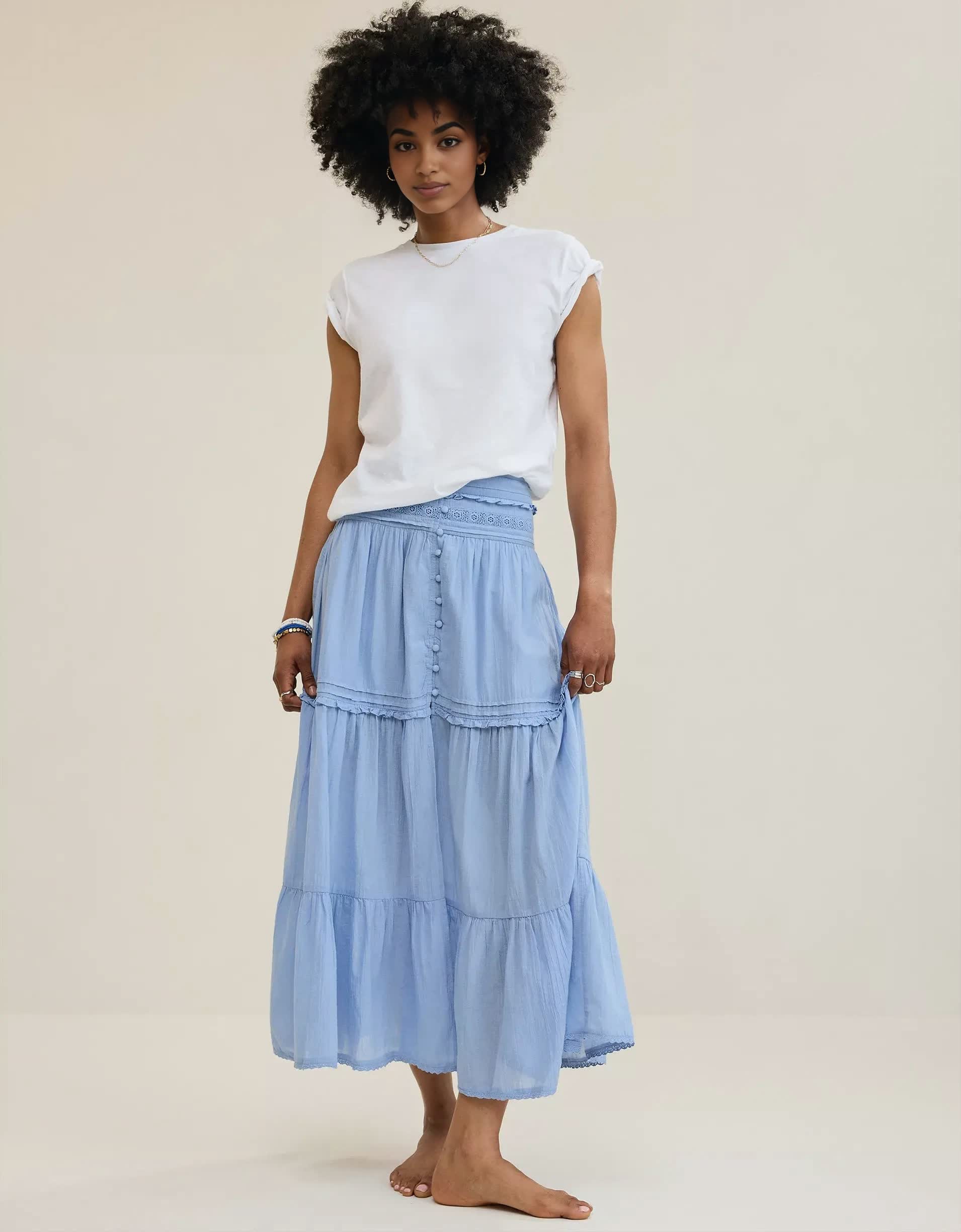 Boho Button Maxi Skirt(Buy 2 Free Shipping)