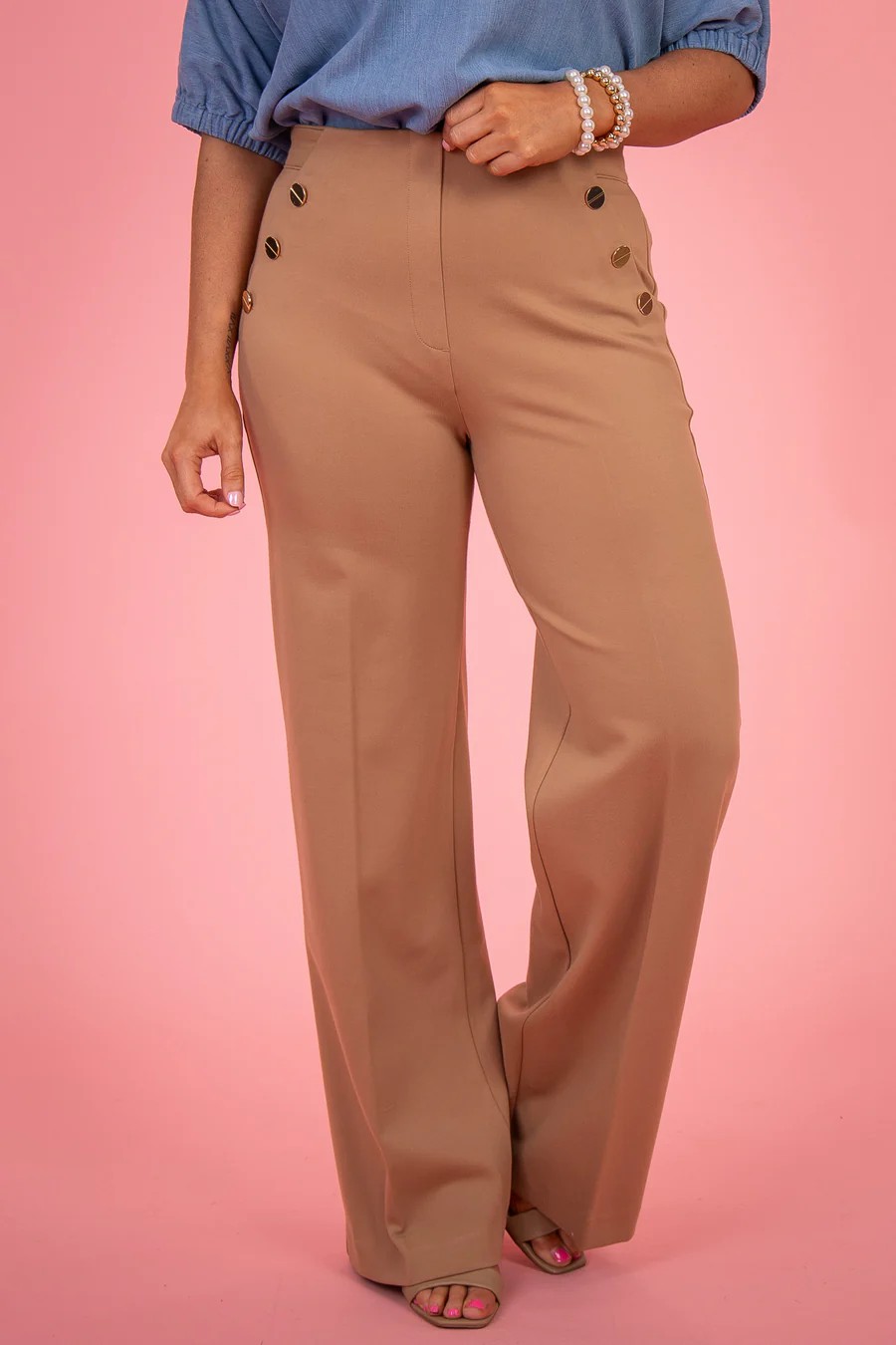 Tummy Control Button Wide Leg Pant(BUY 2 FREE SHIPPING)
