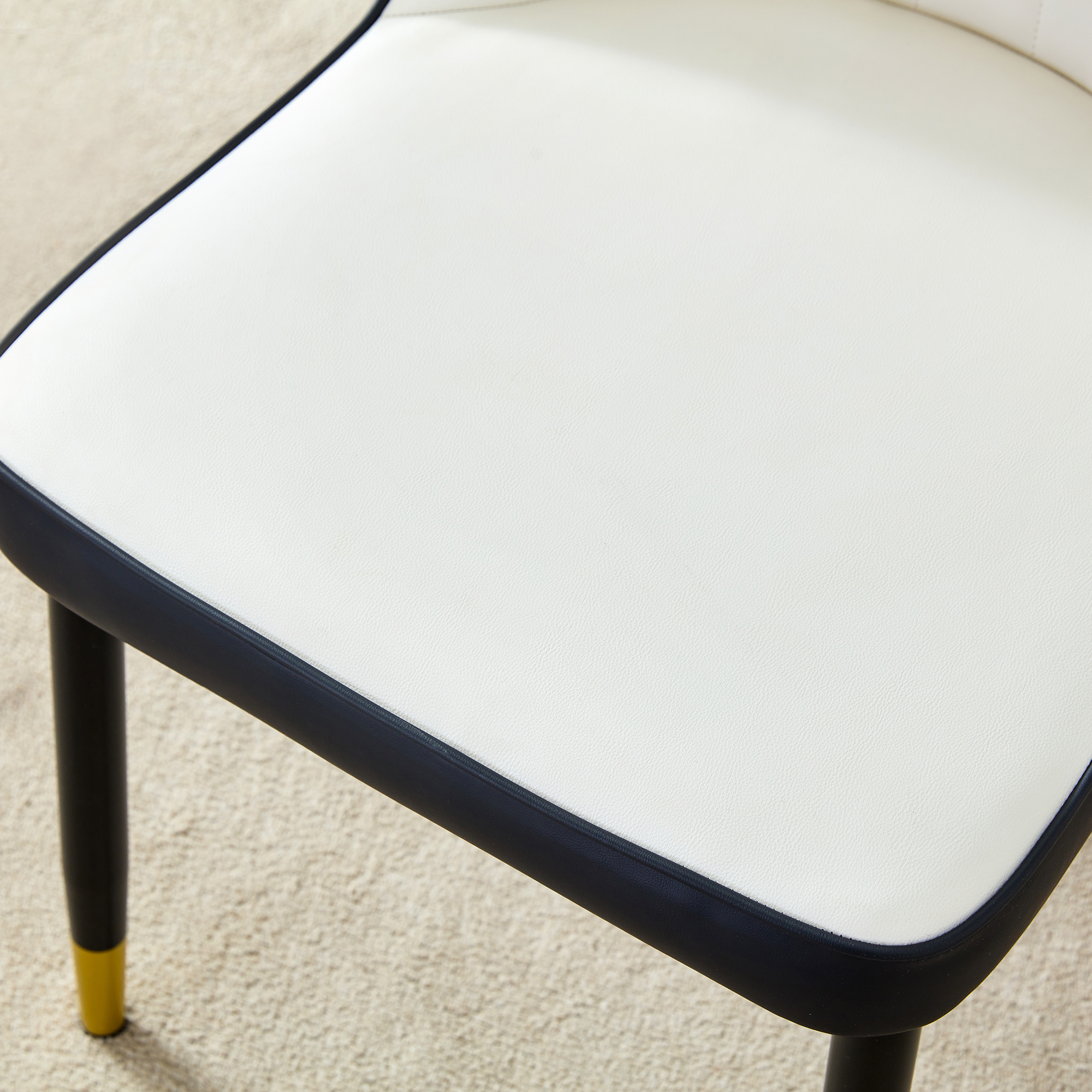 OKWISH Dining Chair with PU Leather Seat and Metal Legs