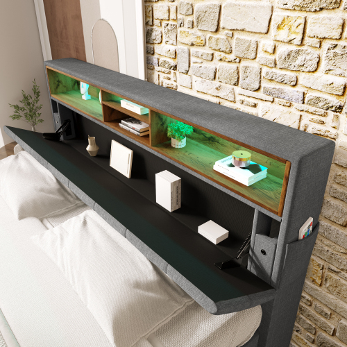 Multifunktionsbett mit Holzlattenrahmen-OKWISH